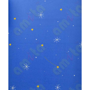 Blue white yellow star planets home décor wallpaper
